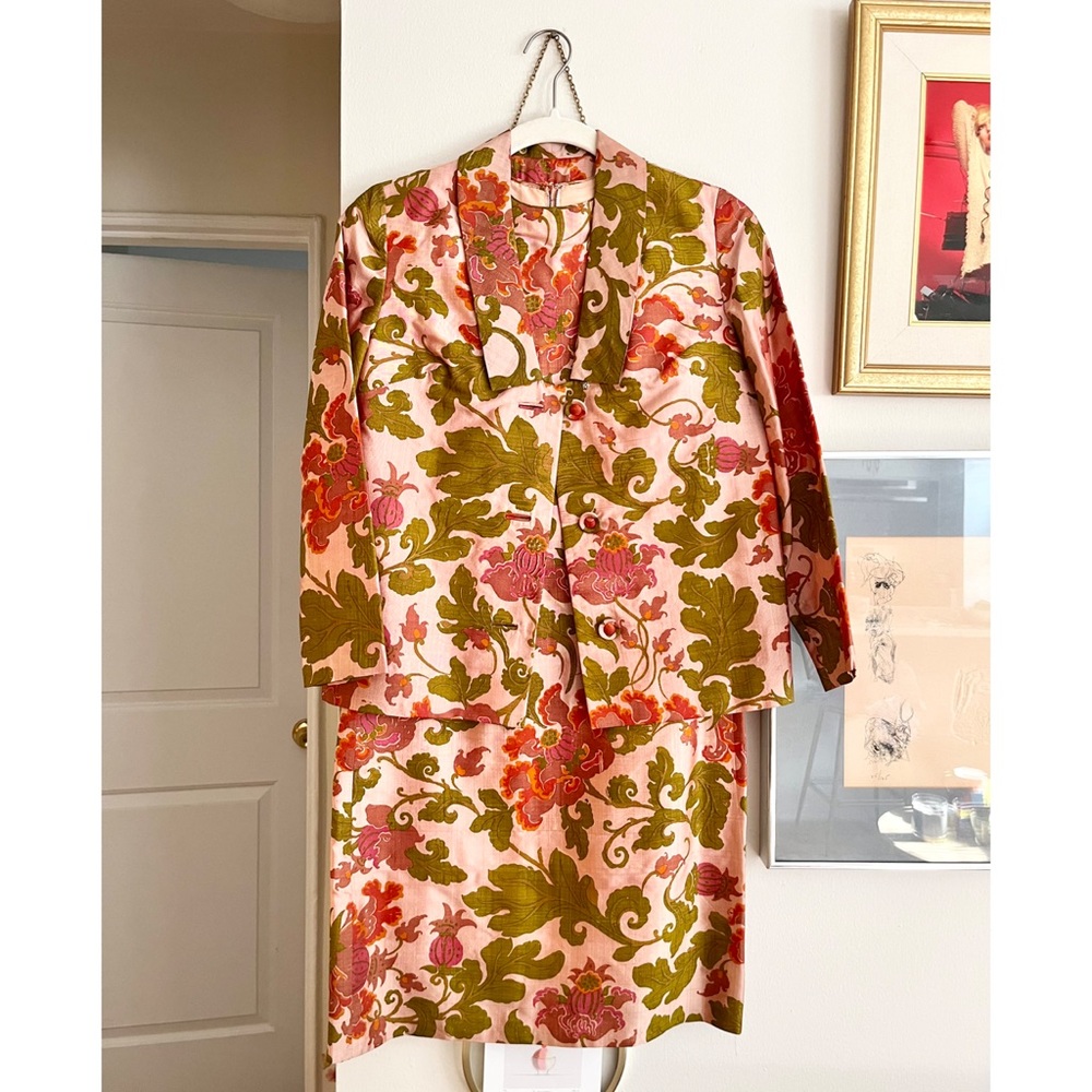 Vintage 1960s-1970s-era Handmade Floral Print Dress w/Matching Jacket